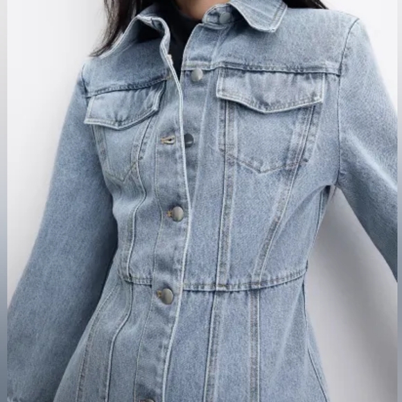 H&M denim maxi dress front buttons denim blue washed sz M BNWT - Picture 12 of 13